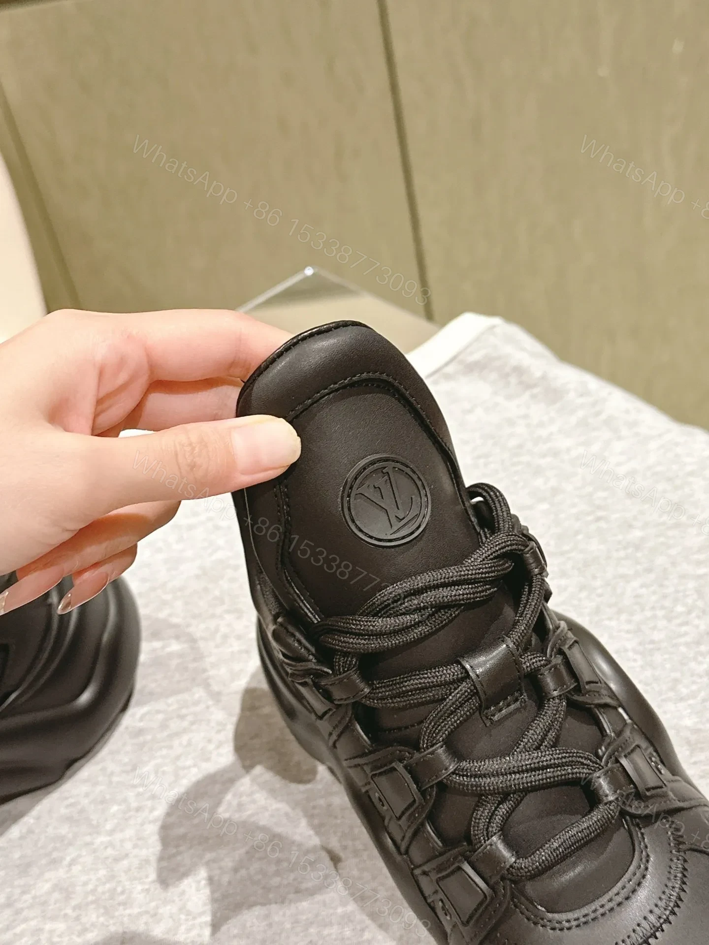 View 6 of LV Women Black Leather Sporty Chunky Sneakers