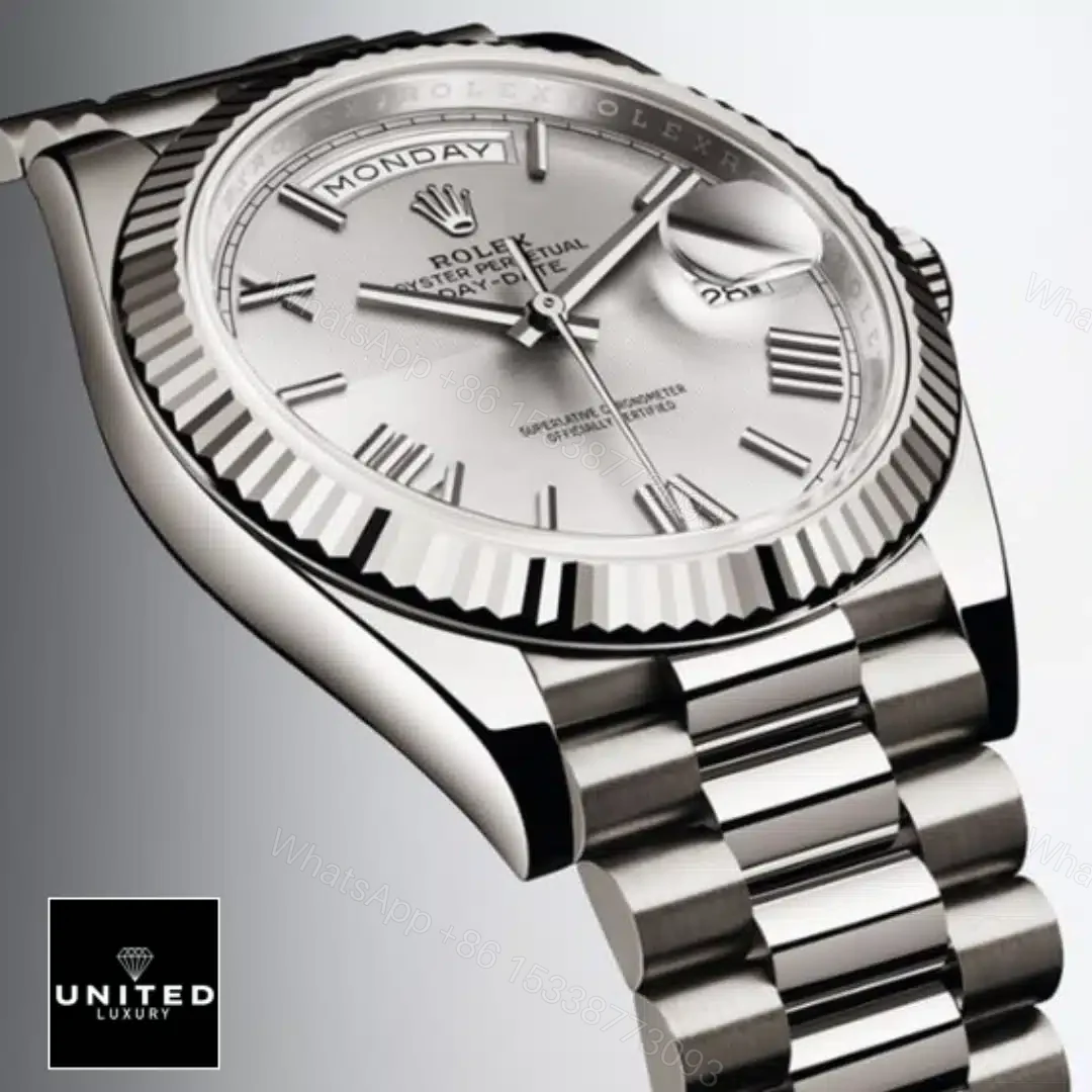 View 4 of Rolex Day-Date 40 228239 EW Stainless Steel White Gold Dial Oyster Replica