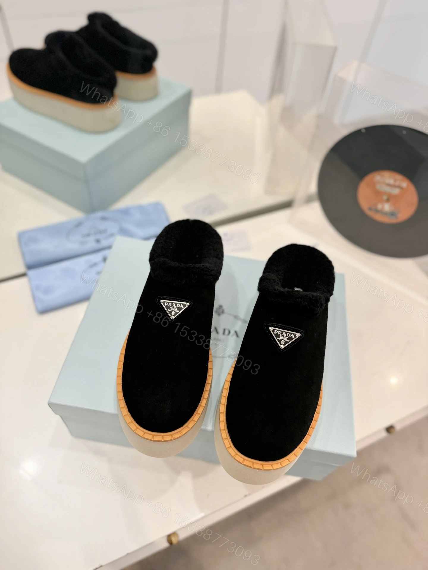 View 4 of PRADA SUEDE MULES BLACK