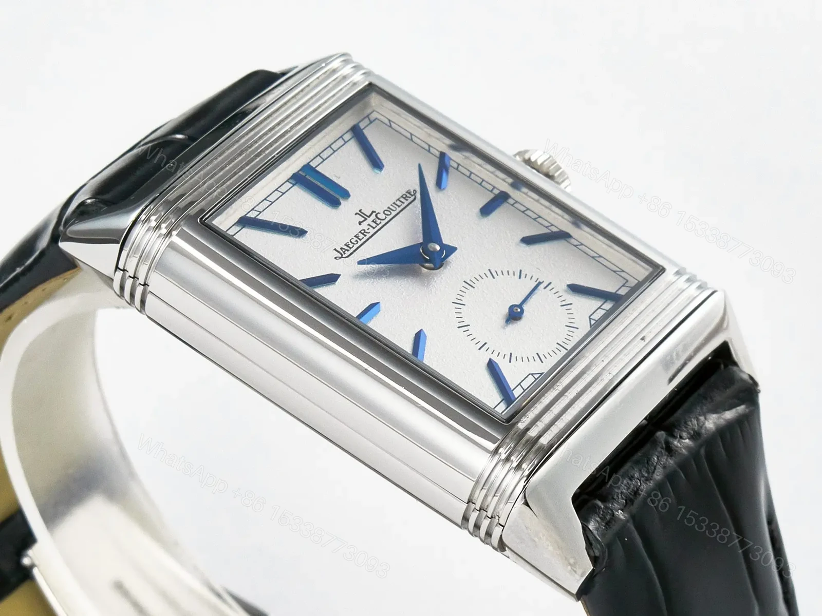 View 7 of Reverso Tribute Duoface Small Seconds SS MGF Best Edition White Dial on Black Leather Strap A854A