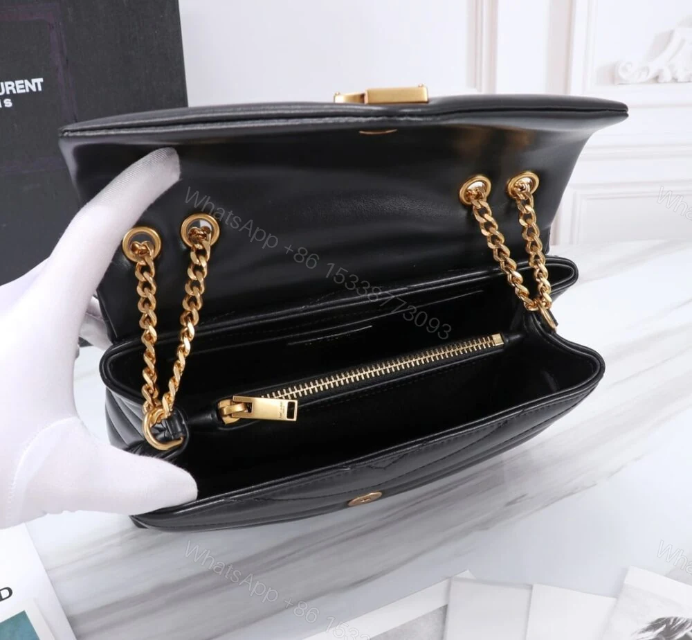 View 6 of Saint Laurent Loulou Small Chain Bag In Matelassé Y Black Gold 23Cm 494699DV7271000