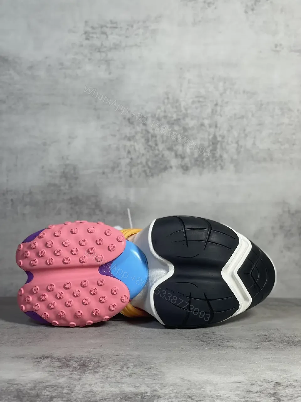 View 8 of pink white black striped leather and mesh sneaker for everyday luxury