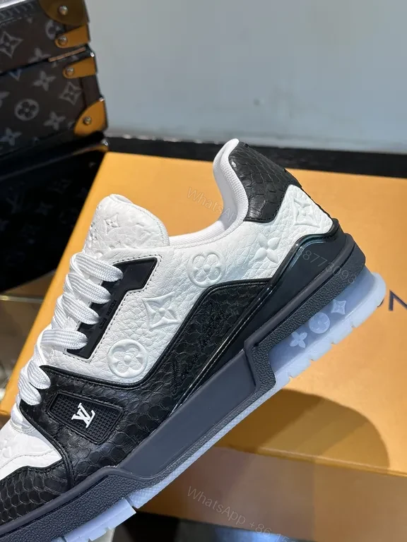 View 6 of Bold Contrast Leather Sneakers: Sculpted Comfort, Black & White