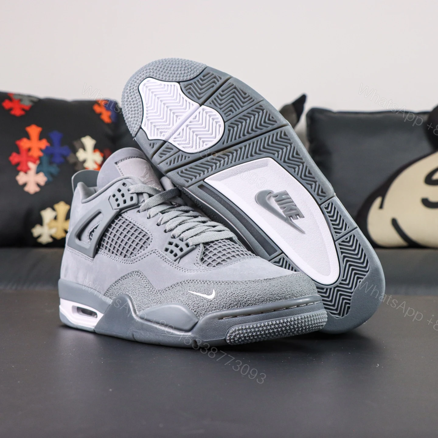View 3 of Air Jordan 4 Retro Nigel Sylvester Brick by Brick Grey Reps