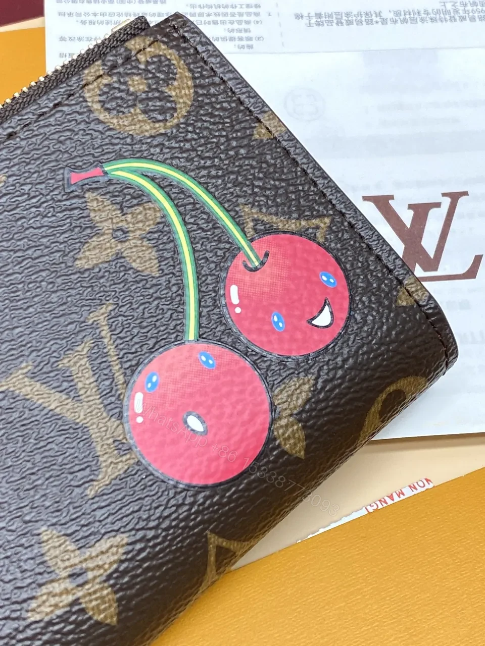 View 7 of Compact Cherry LV Monogram Wallet: Luxe, Modern, Durable