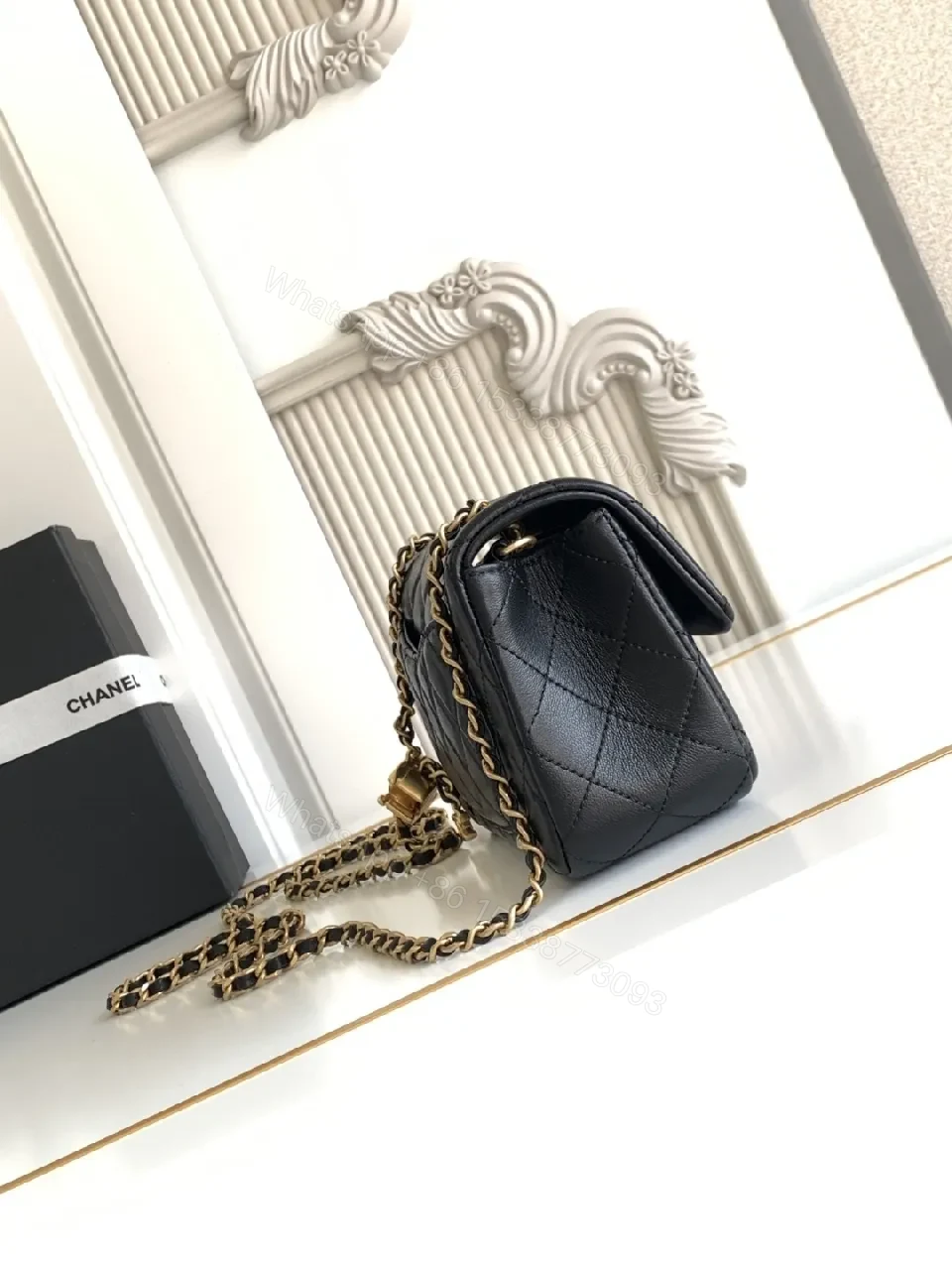 View 6 of Quilted Crossbody: Gold-Chain, Leather, Chic Minimalist Style