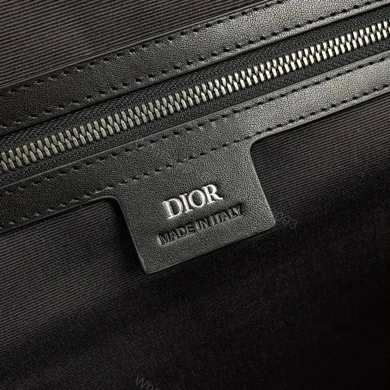 View 7 of Black + Leather + Modern/Geometric + DIOR Insignia + Duffel Bag