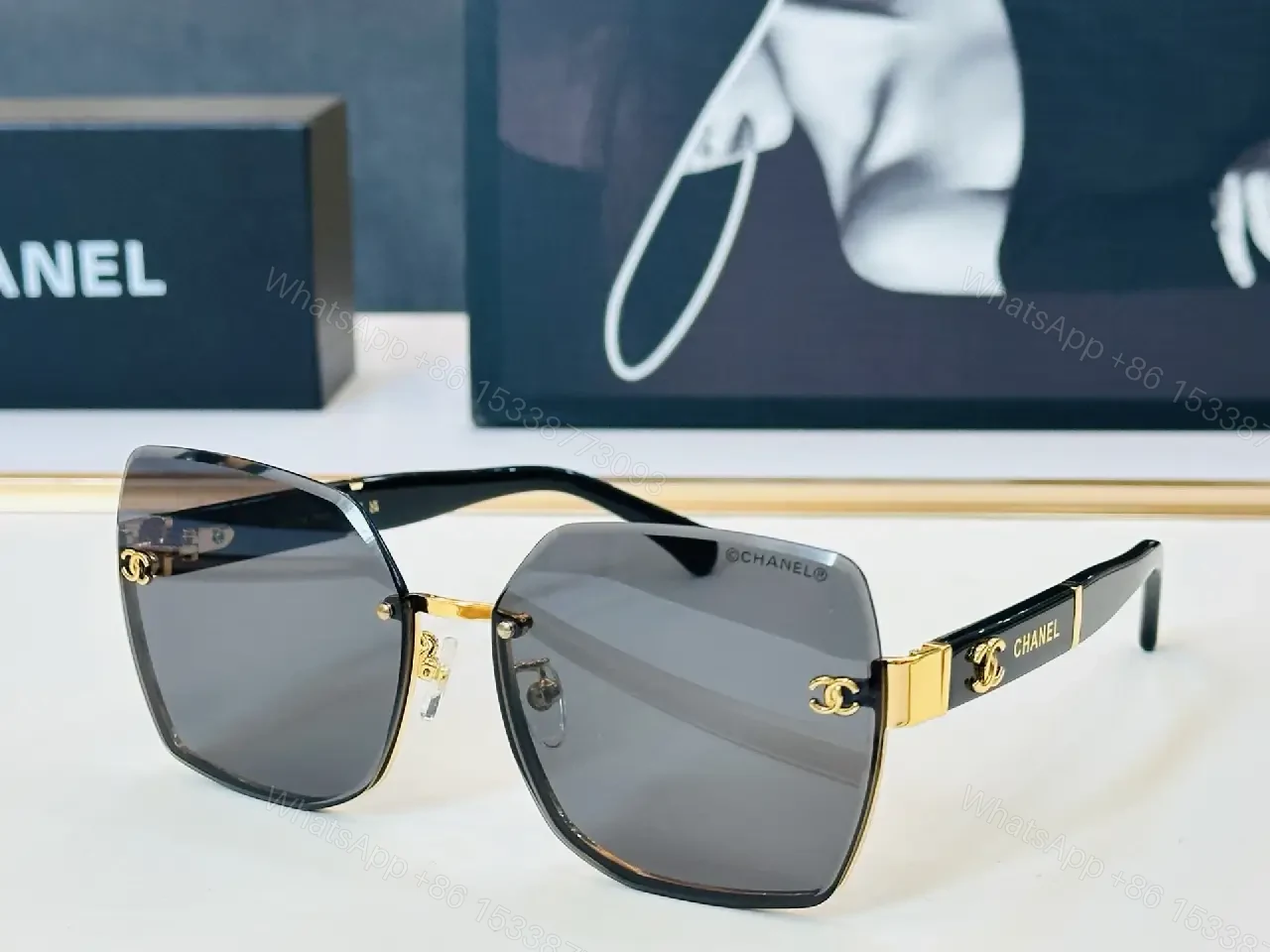 View 10 of Gray-Tone Metal & Acetate Sunglasses: Bold Geometry Lux