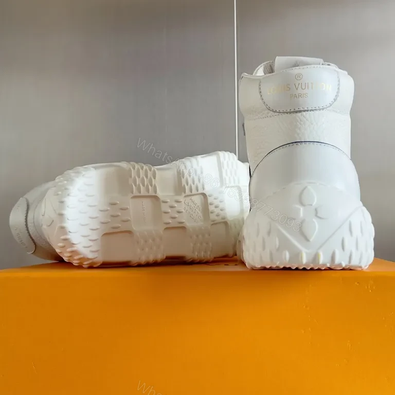 View 7 of White LV-Detail High-Top Trainers: Luxury Streetwear Sneakers