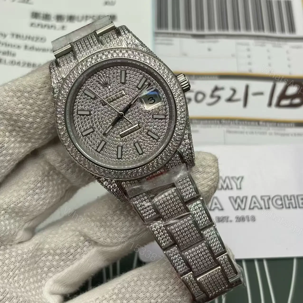 View 4 of Replica Rolex Datejust 41mm Full Real Diamond Moissanite