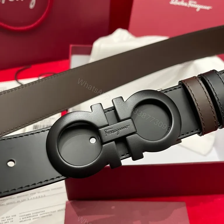 View 7 of Black Leather Belt with Double-G Buckle â€“ Italian Craftsmanship