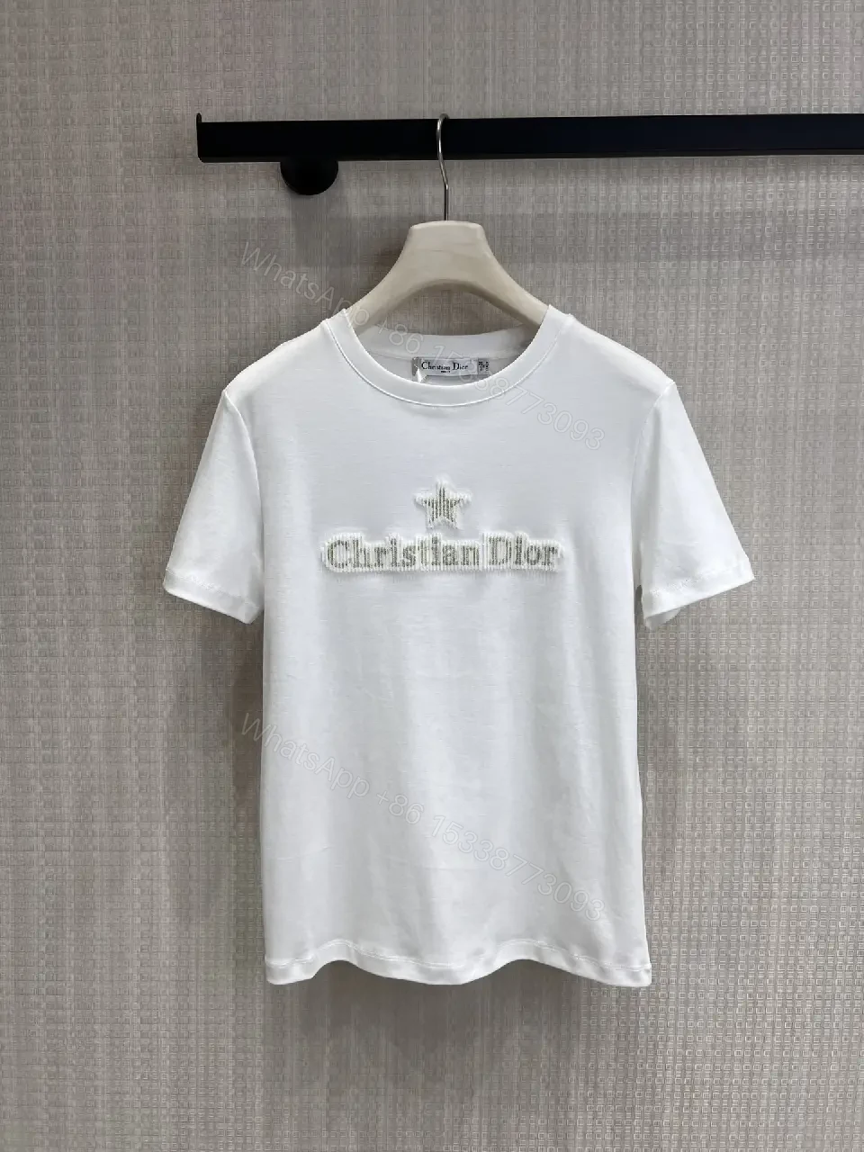 View 8 of Premium White Tee with Subtle Couture Embroidery