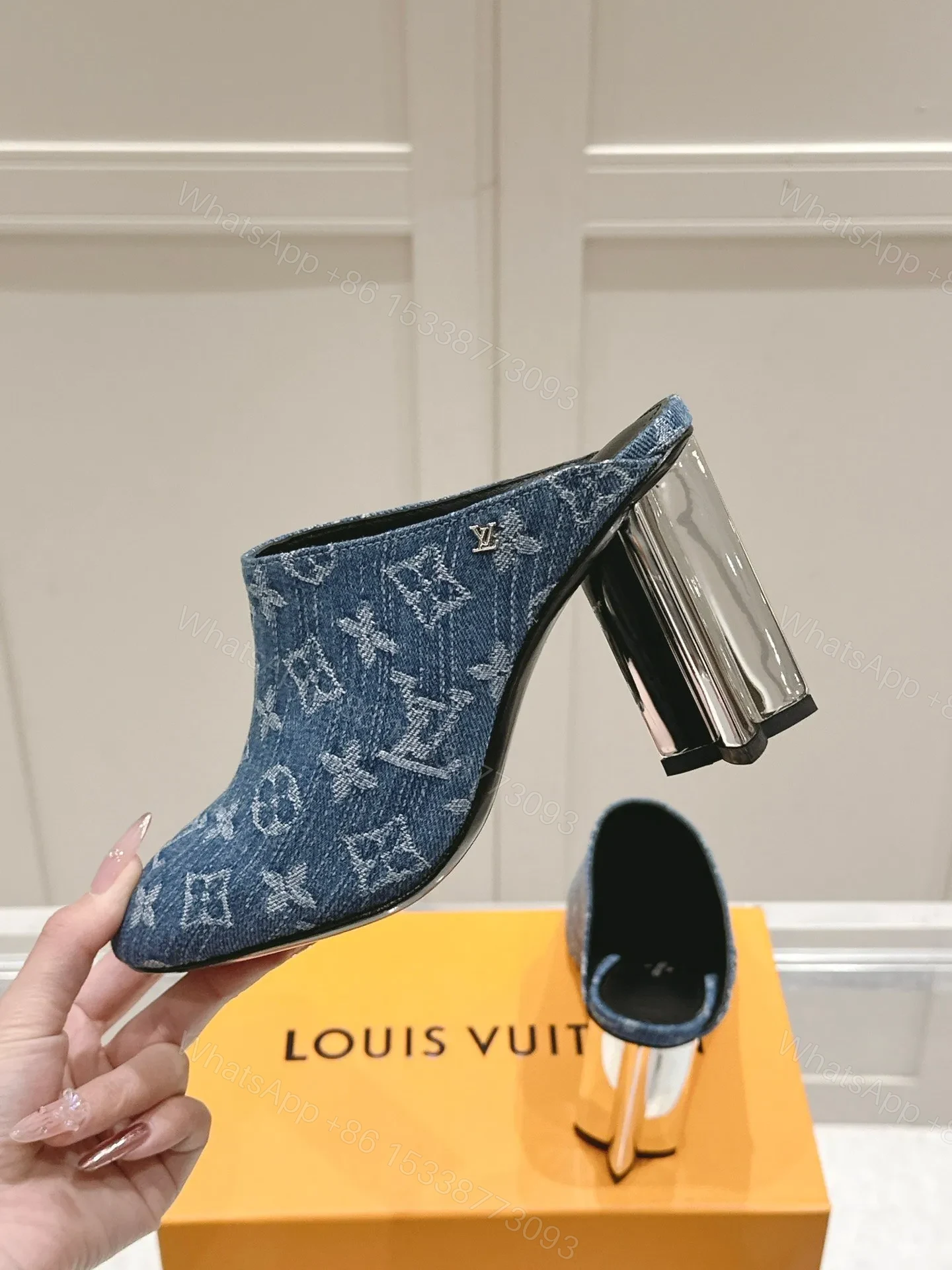 View 6 of LV Women Blue Denim Mules