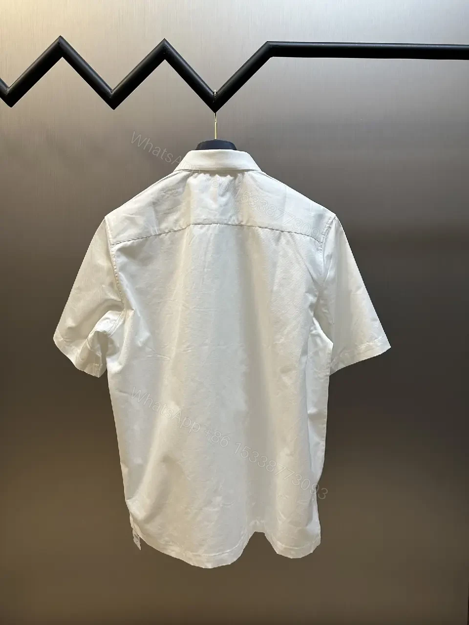 View 11 of White Cotton-Blend Shirt with Embossed Pocket Texture, Modern Luxury