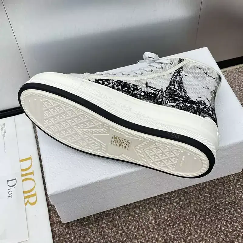 View 3 of WALK’N’DIOR HIGH-TOP PLATFORM SNEAKERS WOMEN PARIS EIFFEL TOWER EMBROIDERED WHITE – CD165