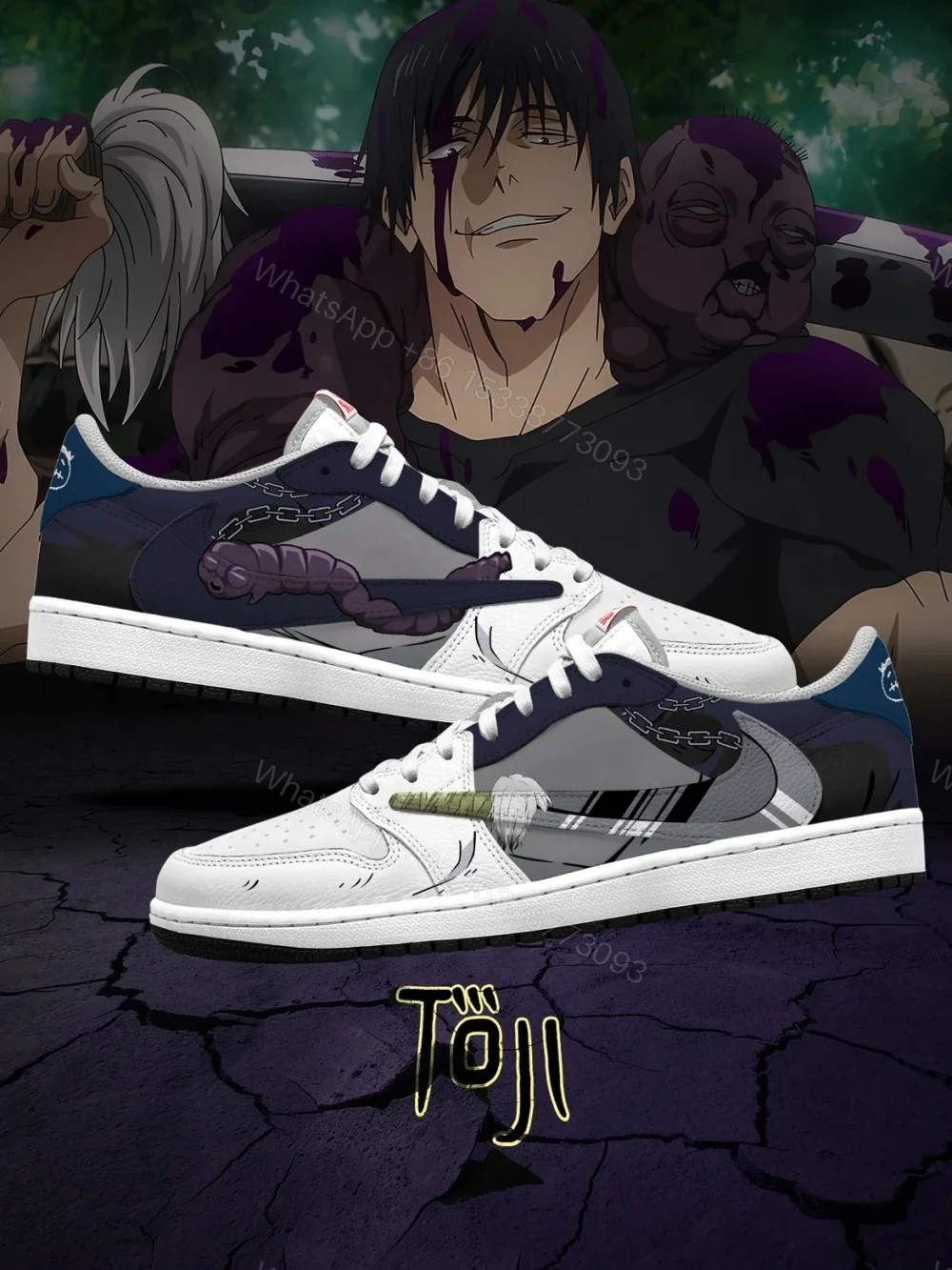Toji Fushiguro V.2 Custom TS Low Jordan 1 — view 1