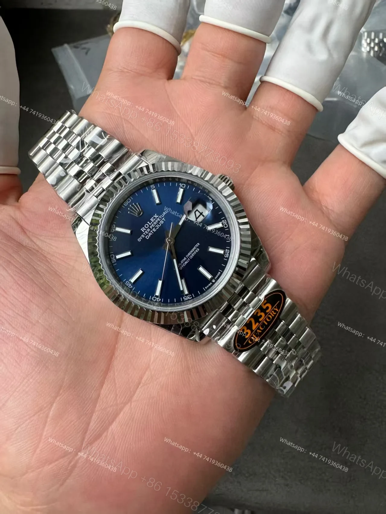 View 9 of Rolex Datejust M126334 Blue Dial 1:1 Replica Jubilee 41MM 3235 Movement Super Clone Watch