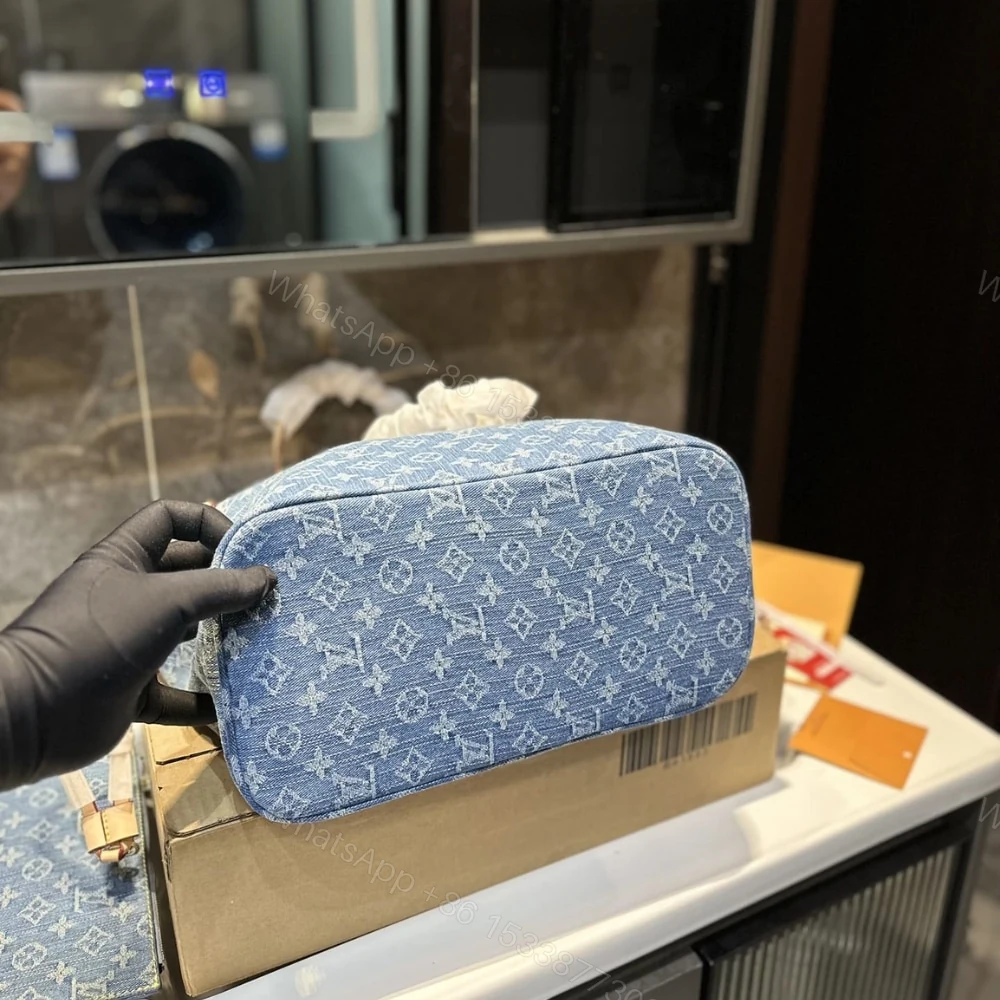 View 7 of Louis Vuitton Neverfull MM Bag Denim Blue 31Cm M13192