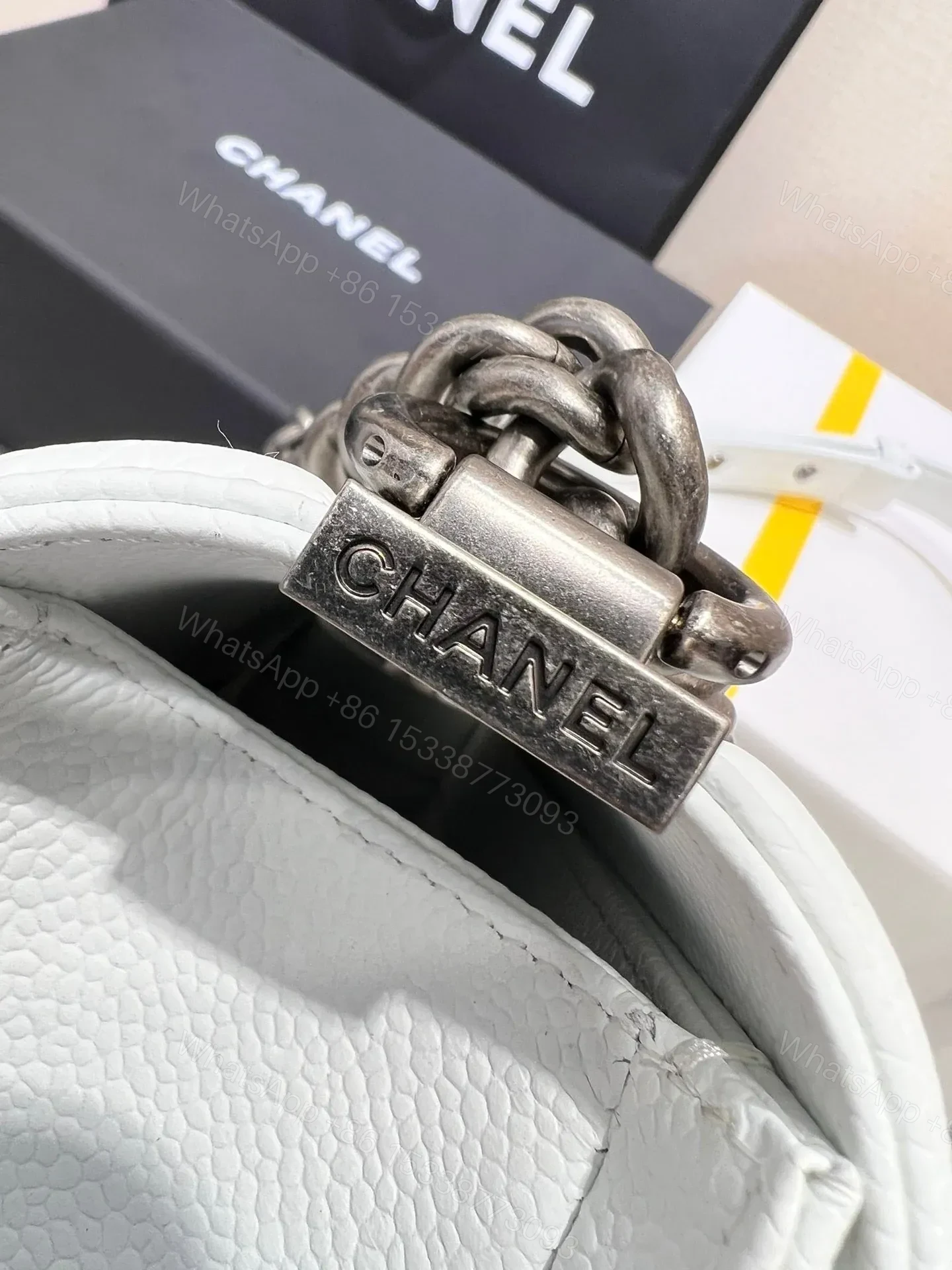 View 4 of BOY BAG MEDIUM 25 WHITE CAVIAR RUTHENIUM HARDWARE