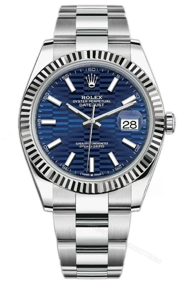 Rolex Datejust M126334-0031 1:1 Replica Water Ripple Blue Dial Oyster 41MM 3235 Movement Super Clone Watch — view 1