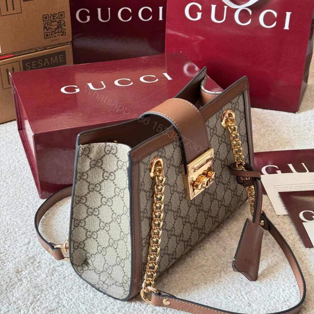 View 4 of Gucci Padlock Small Shoulder Bag Brown Gg Supreme 25Cm