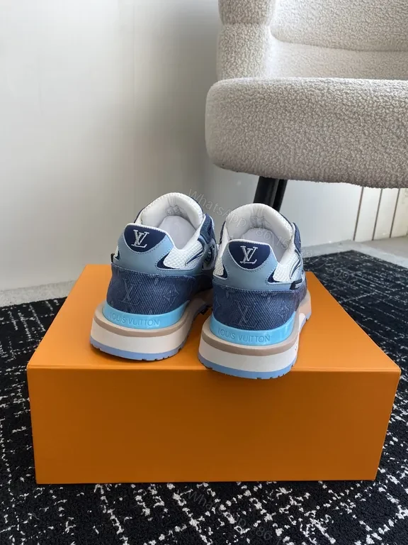 View 9 of Blue Suede-Textured LV-Inspired Sneakers: All-Day Comfort