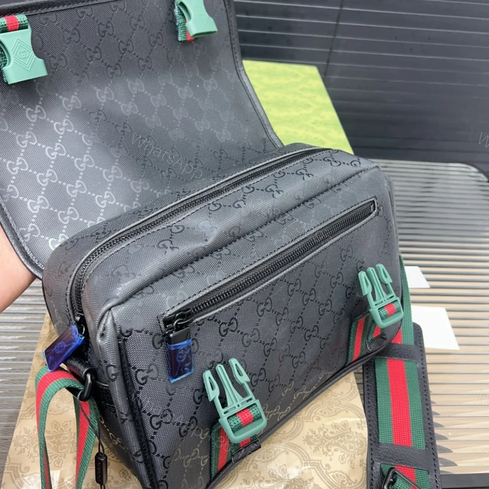 View 8 of GUCCI GG SUPREME CANVAS SMALL MESSENGER BAG BLACK 23CM