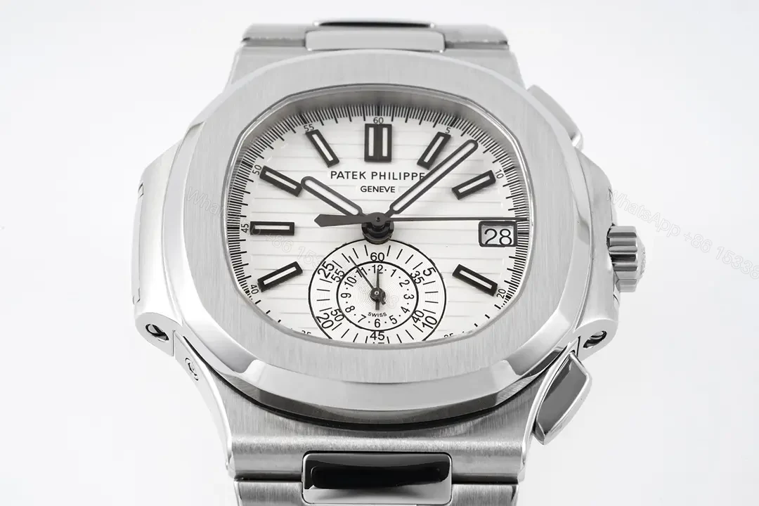View 3 of Patek Philippe Silver Nautilus Chronograph Watch