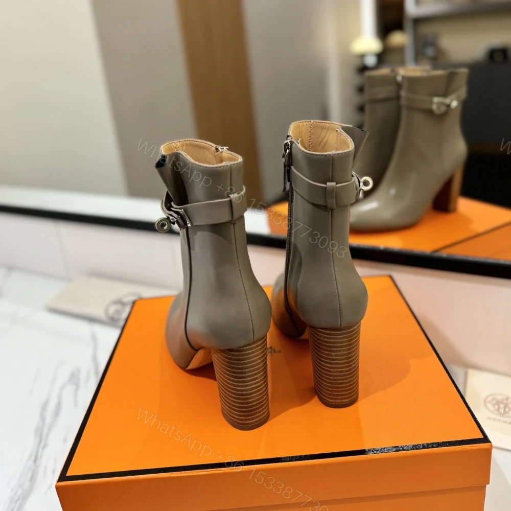 View 8 of 高仿Hermes*H192176ZE5小牛皮高踭短靴沙色8.5CM免檢版
