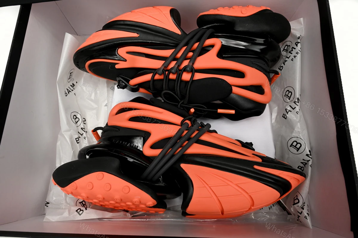 View 3 of BALMAIN Multikolor Buty sportowe Black orange YM1VJ309