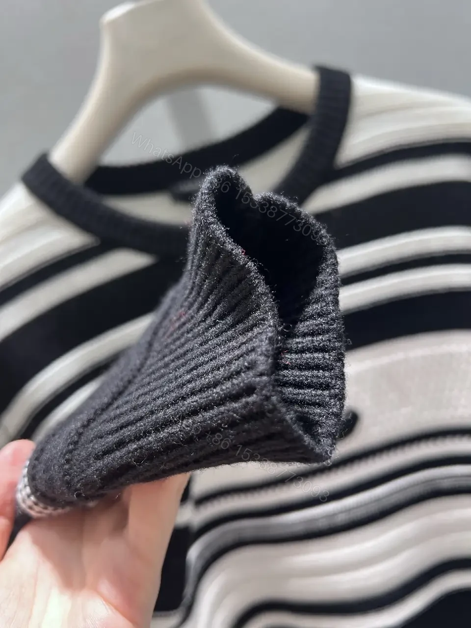 View 10 of Monochrome Striped Knit Crewneck Sweatshirt: Structured Comfort
