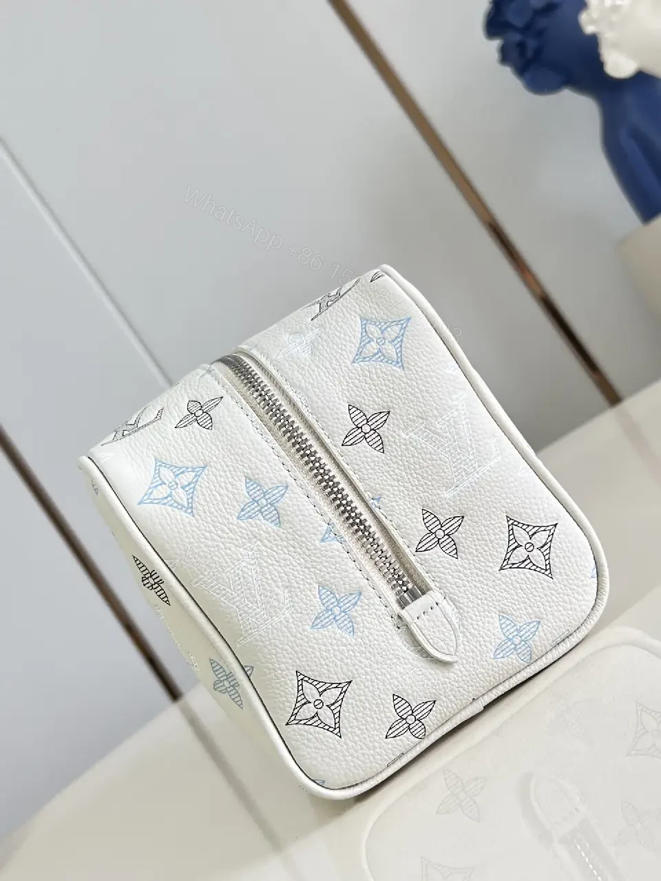 View 5 of White Leather Crossbody Pouch – Monogram Buckle Handle