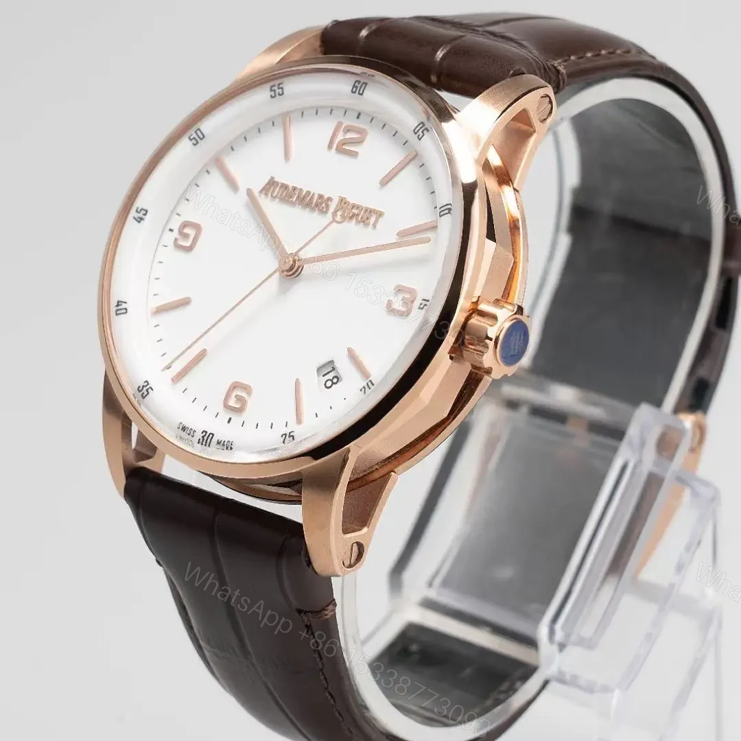 View 6 of APS Factory Audemars Piguet Code 11.59 Series Watch – Rose Gold and Stainless Steel, White Dial, Brown Leather Strap, 41mm Case, Calibre 4302 Automatic Movement
