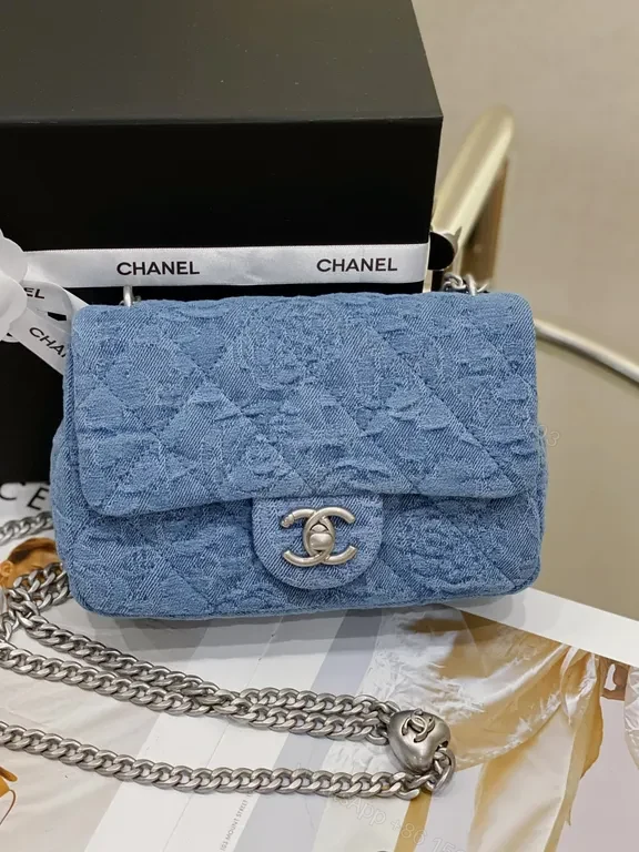 View 6 of Denim Flap Bag with Signature Chain â€“ Chic, Modern Luxury