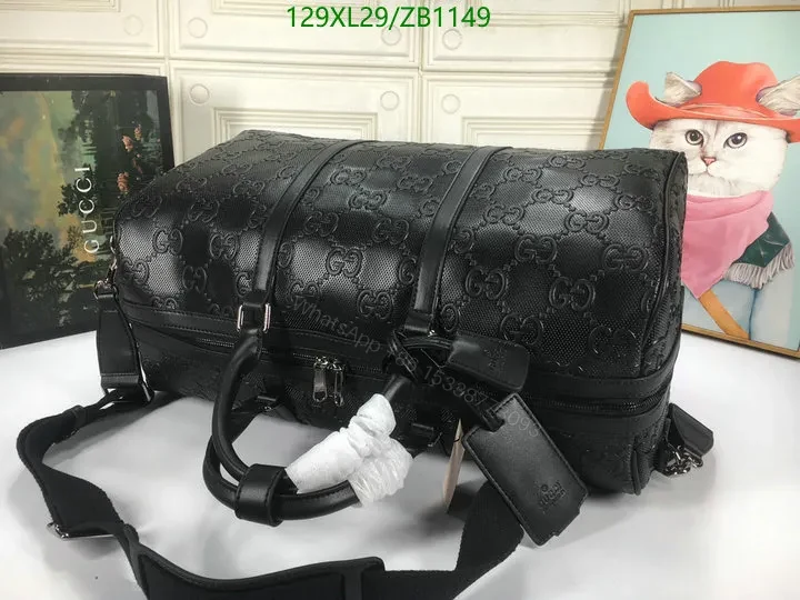 View 4 of Gucci Large Black Canvas Bag Knockoff Embossed with GG Logo VC73DZ
