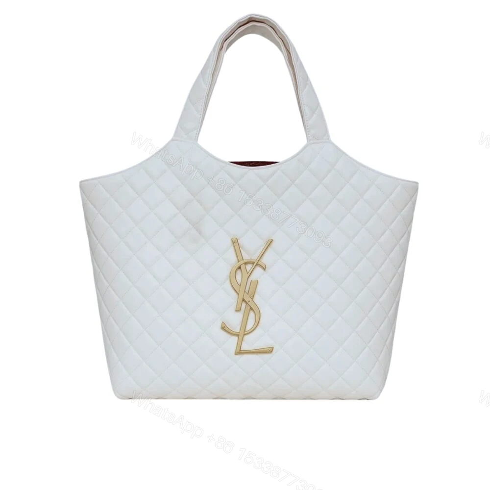 Saint Laurent Icare Shopping Bag In Quilted White 40Cm — view 1