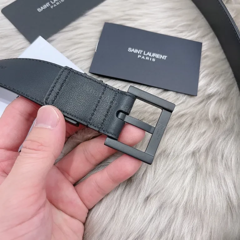 View 8 of Black Leather Belt Bag - Signature Hardware, Structured Luxury, Saint Laurent