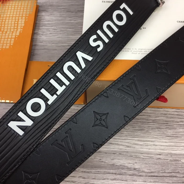 View 3 of Refined Black Calfskin Belt with LV Buckle â€“ Premium Style Finally
