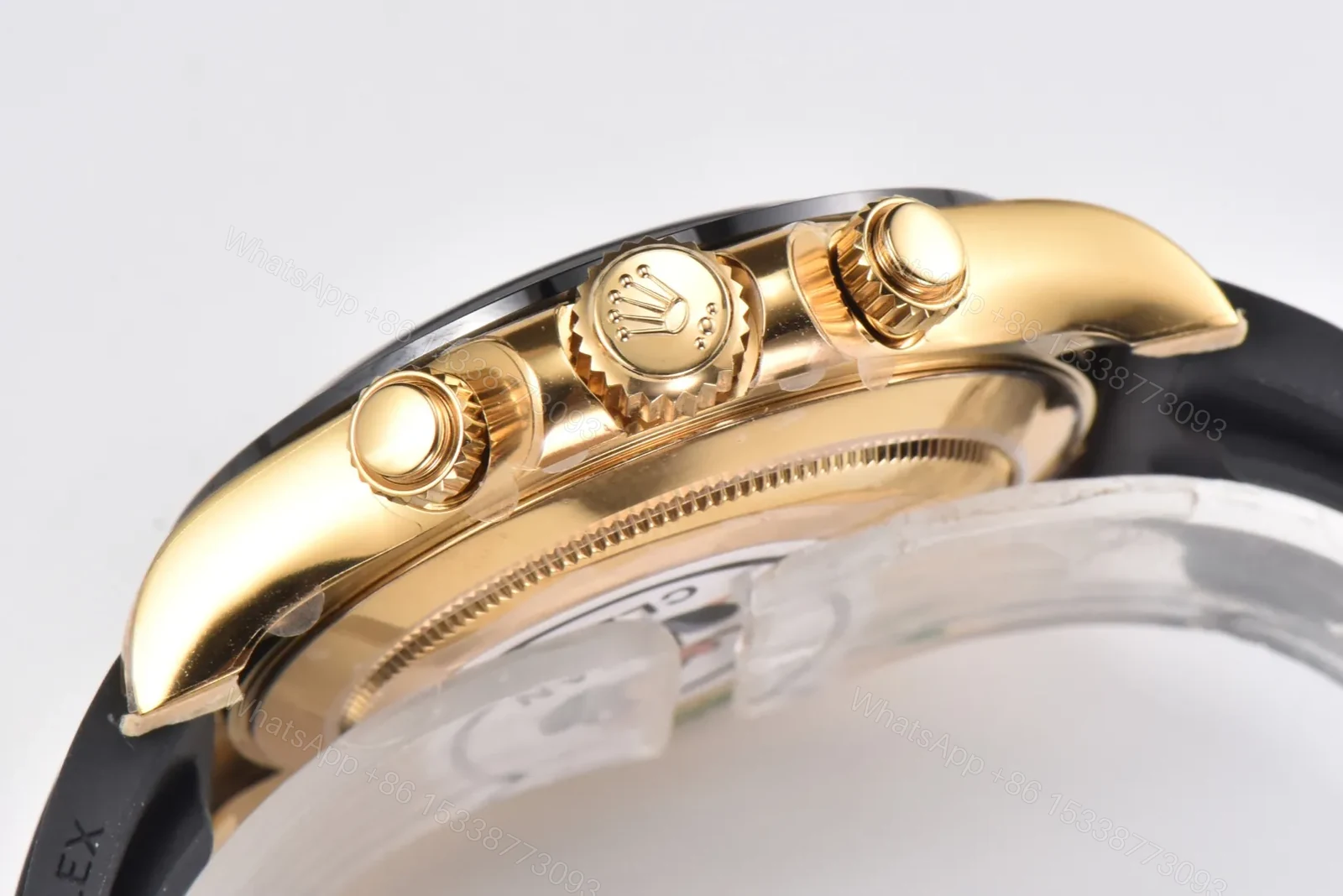 View 3 of EW Factory Clean Factory CLEAN Rolex Daytona Gold Black Rubber Strap