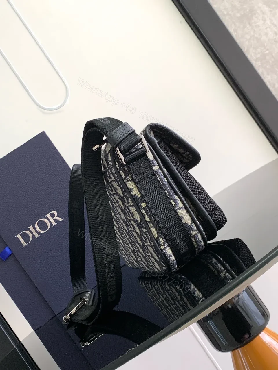 View 4 of Compact Luxury Crossbody Bag: Monogram Mesh Panel, Sleek