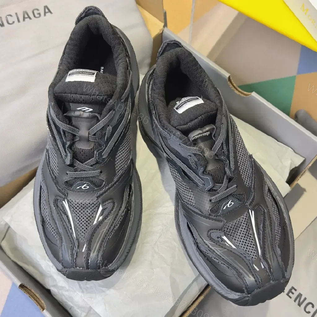 View 3 of Black Mesh-Covered Dynamic Balenciaga Sneakers