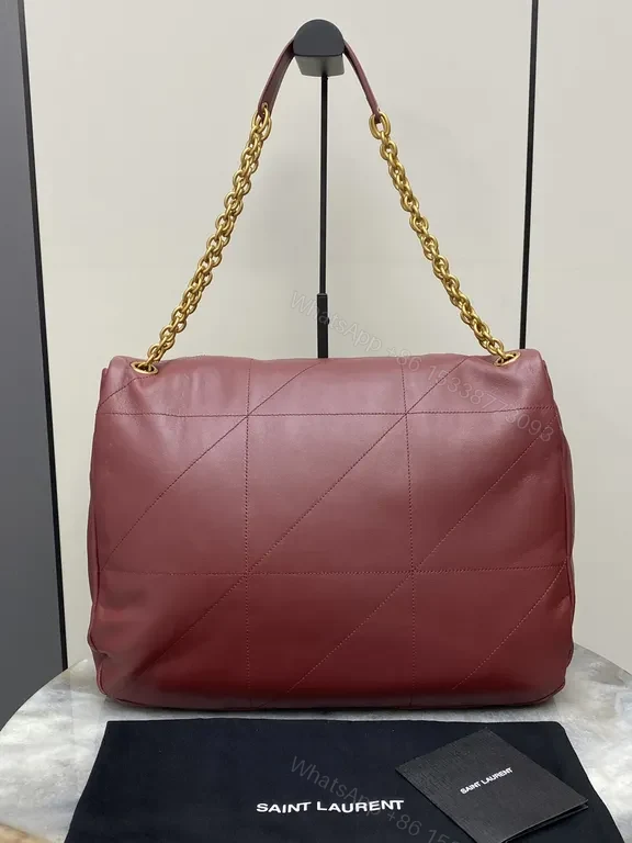 View 9 of Chic Burgundy Quilted Leather Tote with Gold Chain Strap, Luxury Tote