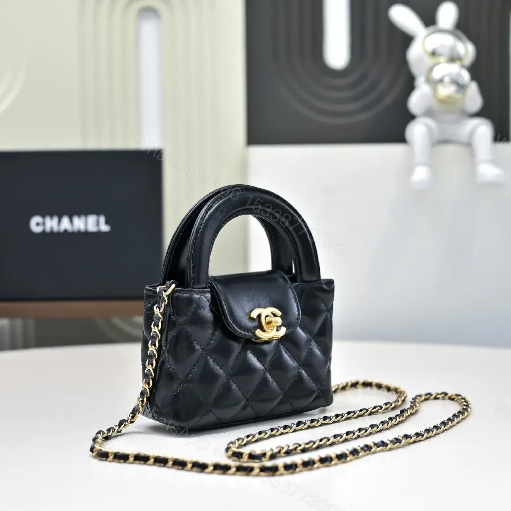 View 7 of Quilted Calfskin Mini Flap Bag: Gold Turn-Lock Luxury