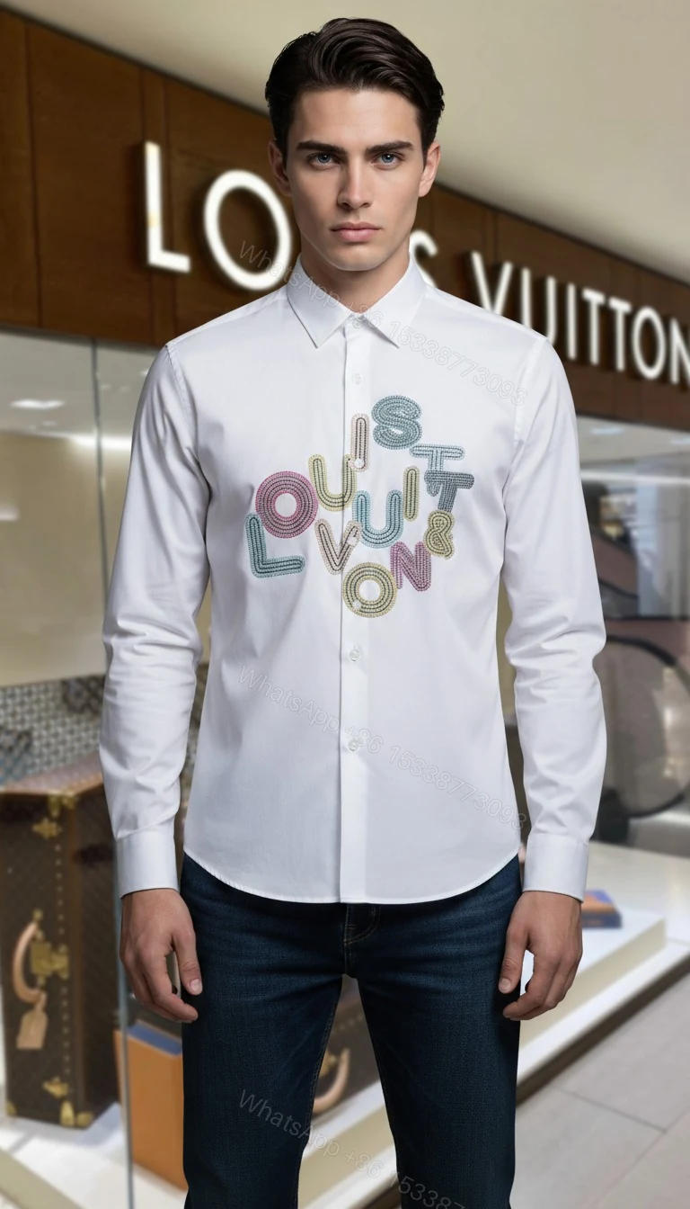 FIRST COPY LOUIS VUITTON DIAMOND DESIGNER PARTY WEAR SHIRT — view 2