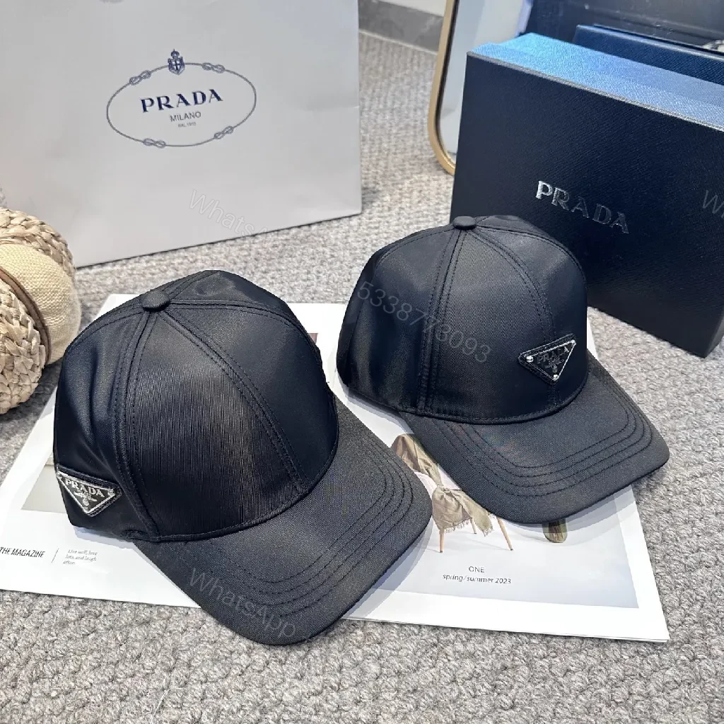 View 6 of Black Structured Cap, Minimal Prada Emblem, Premium Streetwear