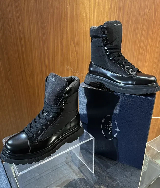 View 9 of Bold Combat Chelsea Boots: Prada-Inspired Luxury Leather Boots