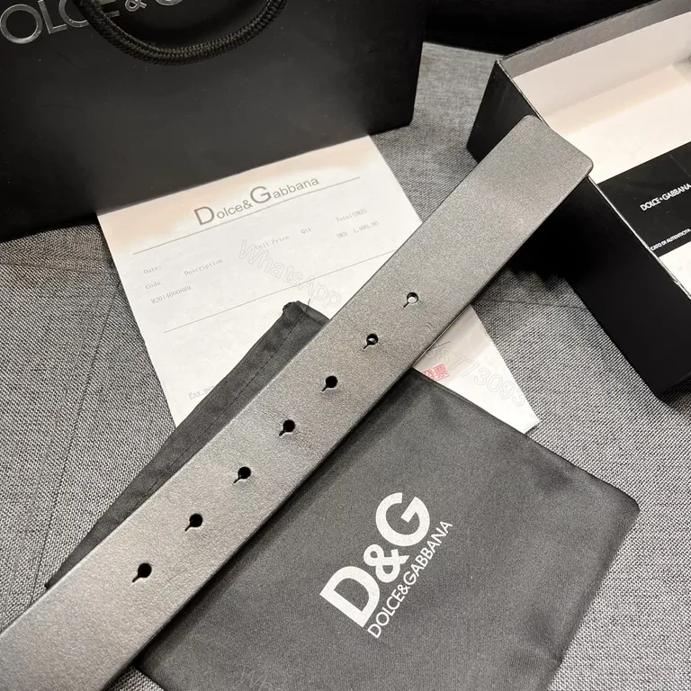 View 5 of Dolce & Gabbana Leather Belt with Gold Buckle - Italian Craftsmanship