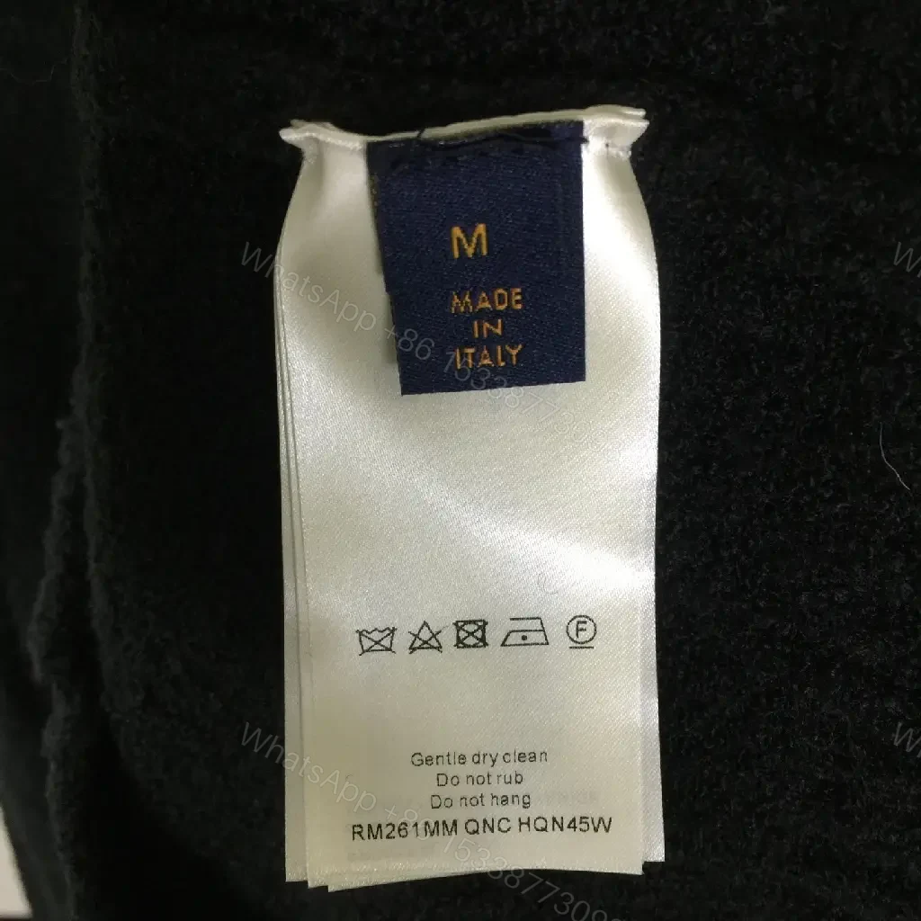 View 7 of Lux Black Textured Cardigan with White Logo Accent