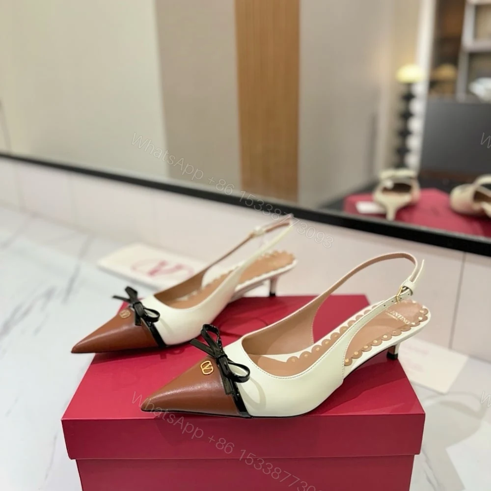 View 2 of VALENTINO BEPOINTY SLINGBACK PUMPS IVORY AND TOBACCO 6W2S0LL3YEA CVM