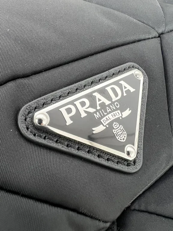 View 2 of Compact Quilted Messenger Bag â€” Dark Matte Black Prada Accent